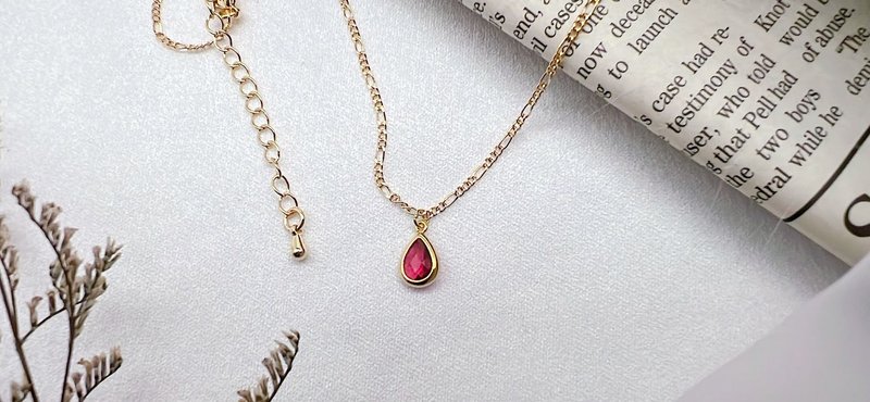 | Birthstone Series | July Ruby 925 Silver/14K Gold-filled Necklace Reversible Birthday Gift Box - สร้อยคอ - เครื่องเพชรพลอย สีแดง