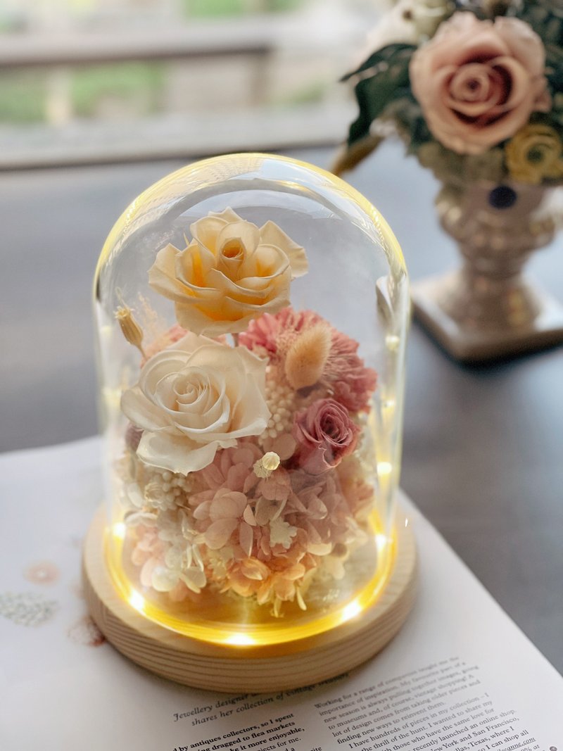 永生花玻璃盅 各式尺寸/燈飾/送禮/客製 - 乾燥花/永生花 - 植物．花 