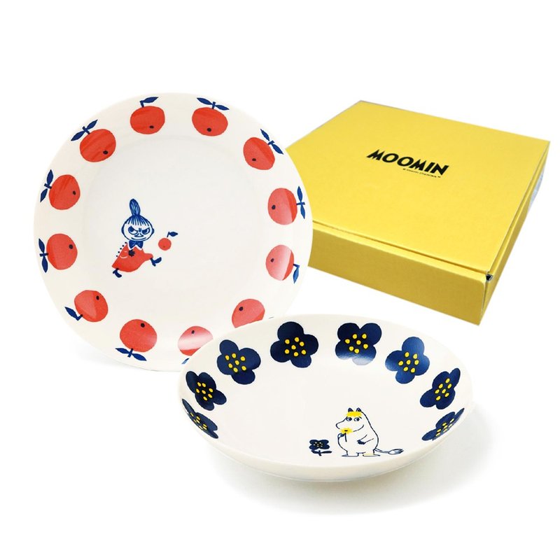 [Japanese Yamaka] Lulumi painted ceramic deep plate gift box 2 into the group (MM0324-139) - Plates & Trays - Porcelain White