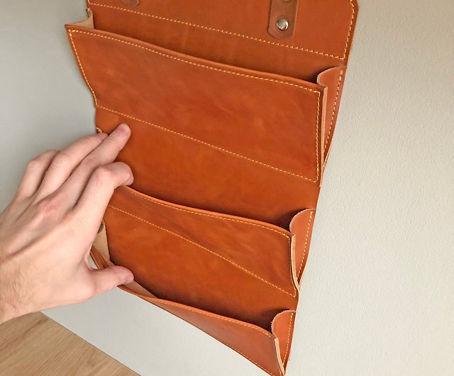 Leather Wall Pocket, Phone Storage Pocket