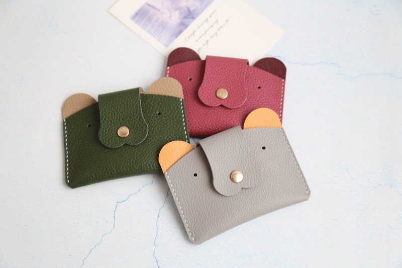 純手工手縫頭層雙面牛皮證件包零錢包便攜式悠遊卡包信用卡銀行卡 - 錢包/皮夾/長短夾 - 真皮 