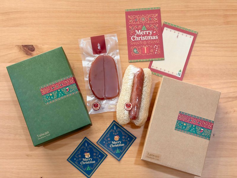 [2025 Christmas Gift Box] Taiwanese Sausage + Mullet Roe Handmade Soap Gift Box / Christmas Secret Santa Gift - Soap - Concentrate & Extracts Red