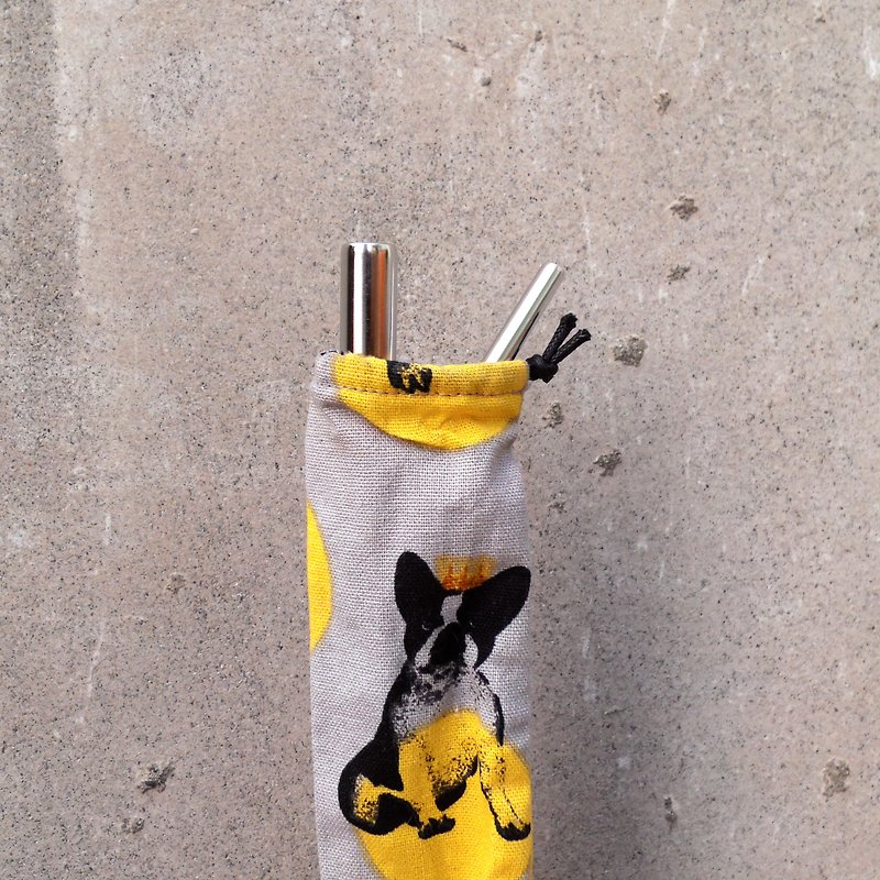 Dog carry bags tableware - ถุงใส่กระติกนำ้ - ผ้าฝ้าย/ผ้าลินิน สีเหลือง