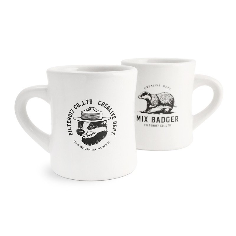 Filter017 Mix Badger Diner Mug / Mies 獾 Thick Edge Ceramic Mug - Mugs - Porcelain 