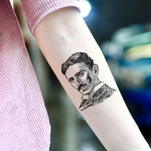 OhMyTat OhMyTat 尼古拉特斯拉 Nikola Tesla 刺青圖案紋身貼紙 (2 張)