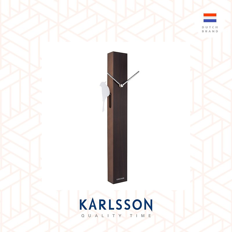 荷蘭Karlsson, 60cm 啄木鳥搖擺木紋掛鐘 - 燈具/燈飾 - 木頭 咖啡色