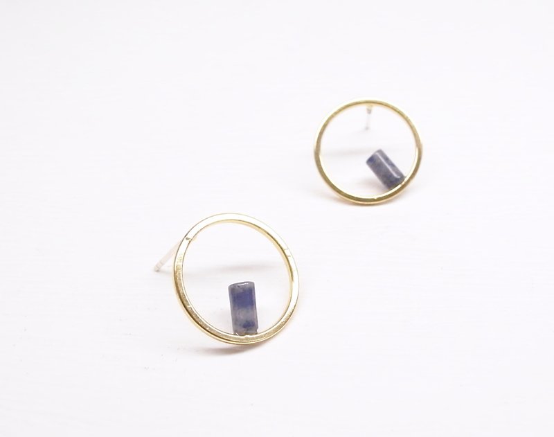 "Two silver" [geometric series - brass plated 18K gold round soda earrings] (one pair) - Earrings & Clip-ons - Other Metals 