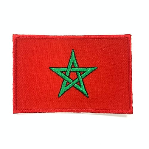 A-ONE 摩洛哥國旗 熨燙刺繡 熨燙背膠補丁 布藝徽章 袖標 布標 布貼 補