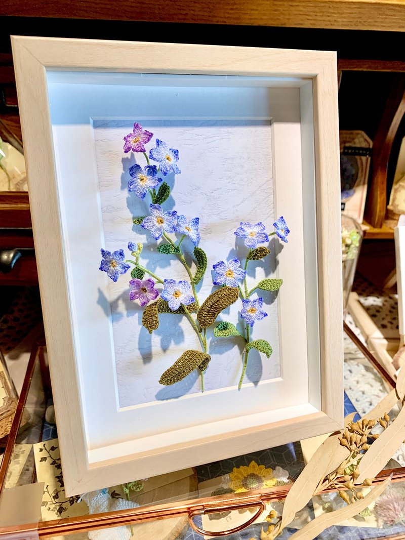 Forget me not • 毋忘我 勿忘我 鉤花編織 立體花畫 可掛牆 放桌 - 擺飾/家飾品 - 棉．麻 多色