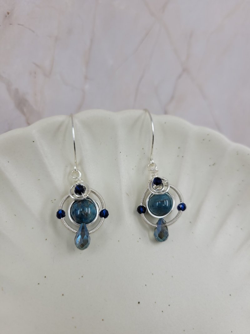 Eastern European Style Hand Wound Blue Stone Earrings - Earrings & Clip-ons - Crystal 