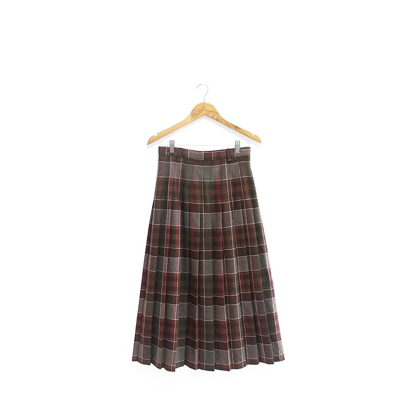 │Slowly│Classic Plaid-Wool Vintage Skirt│vintage.Retro.Art.Italian - Skirts - Wool Multicolor