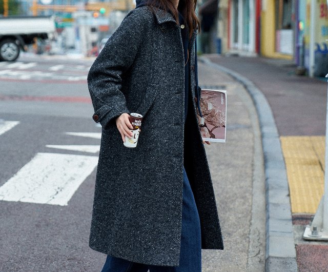 粗めのヘリンボーンファーステンカラーコート|コート|オータムスタイル