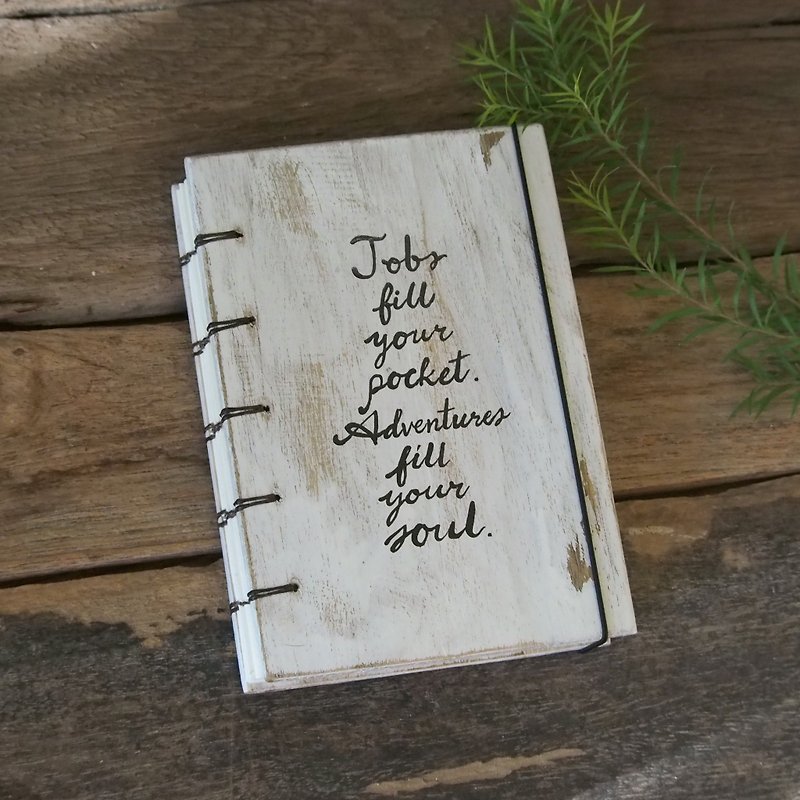 Vintage notebook handmade notebook diary handmade wood  筆記本 - Notebooks & Journals - Wood White