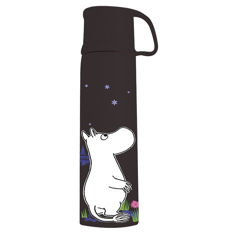 Moomin嚕嚕米授權-杯蓋保溫瓶(黑/大) - 其他 - 其他金屬 白色