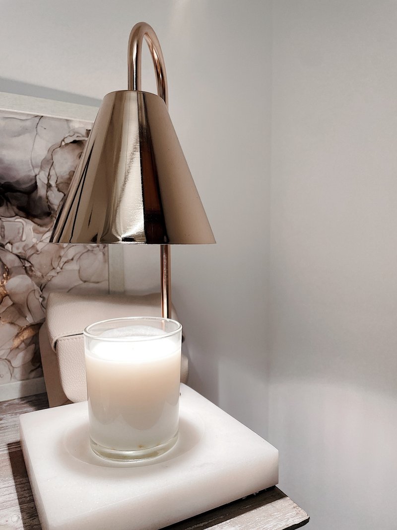 【客製化禮物】雲石融蠟燈 MARBLE  CANDLE WARMER - 燈具/燈飾 - 石頭 金色