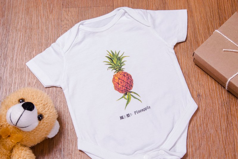 即將絕版嬰兒包屁衣 - 鳳梨 Pineapple - 嬰兒連身衣/包被/包巾 - 棉．麻 橘色