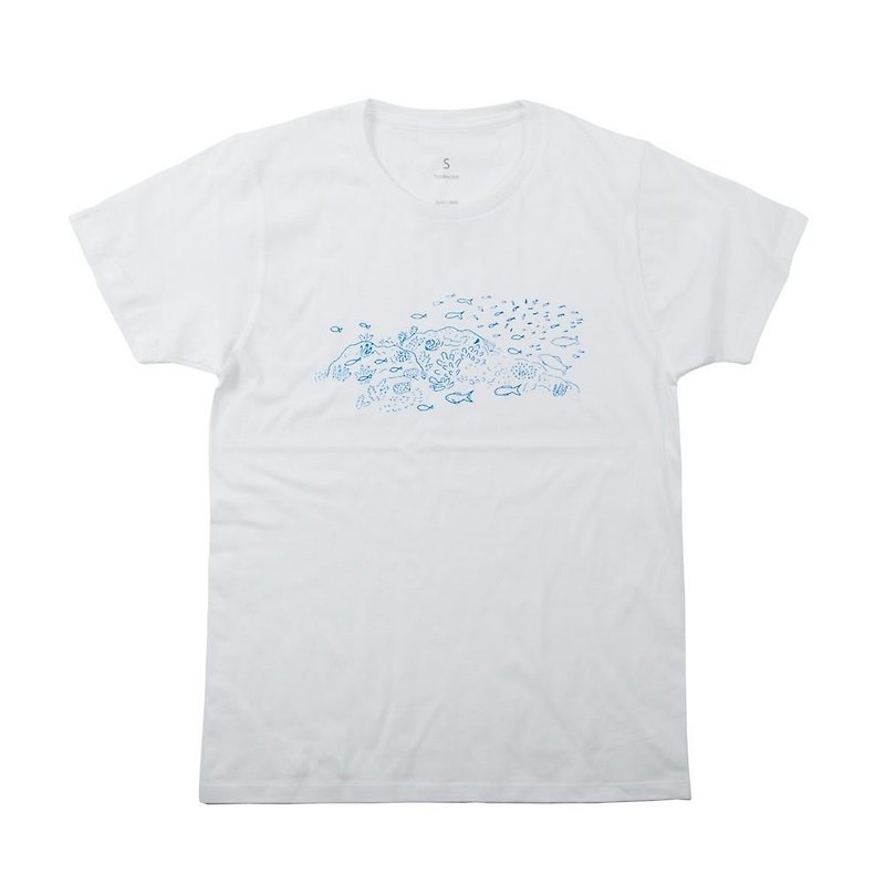 Diving print T-shirt Unisex XS ~ XL size Tcollector - เสื้อยืดผู้หญิง - ผ้าฝ้าย/ผ้าลินิน ขาว