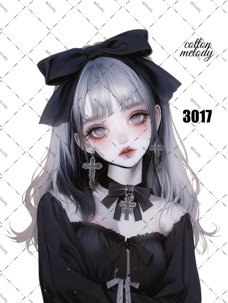 original sticker o.3017 人物ステッカー オリジナルステッカー cotton melody - 貼紙 - 紙 