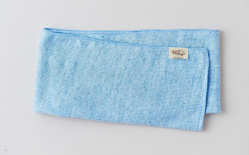 Linen knit striped face towel sky blue x white - น้ำหอม - ผ้าฝ้าย/ผ้าลินิน สีน้ำเงิน