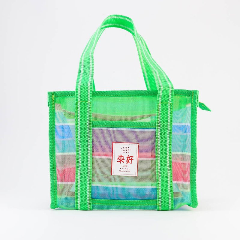 【來好】漁師網柄ランチバッグ(青/赤/緑) - トート・ハンドバッグ - プラスチック 