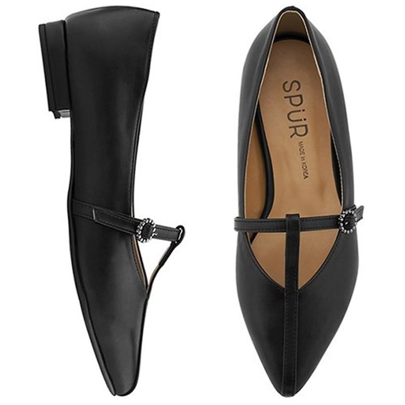 PRE-ORDER – SPUR T字帶尖頭瑪麗珍鞋 MF9036 BLACK - 女休閒鞋/帆布鞋 - 人造皮革 黑色