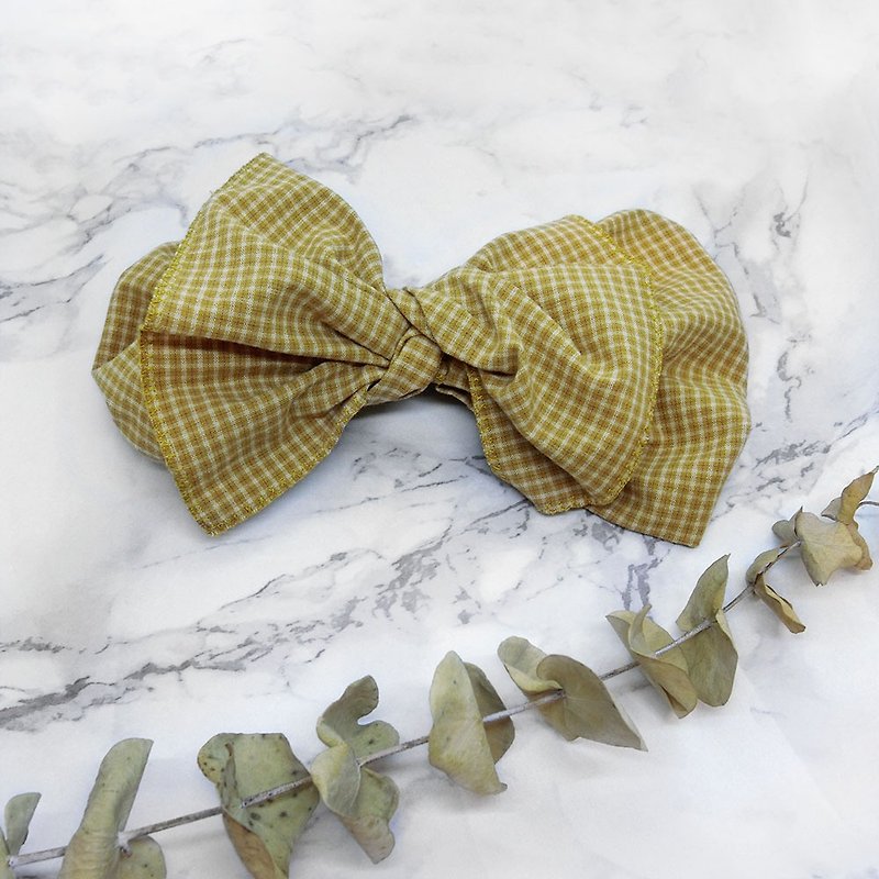 [Shell art] giant butterfly hair band (yellow dyed cloth) - the entire detachable! - Headbands - Cotton & Hemp Yellow