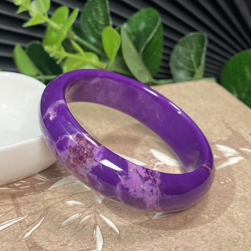 優質夢幻紫雲母手鐲60MM 高瓷異象飄花情人石手環 色澤濃郁優雅 - 手鍊/手環 - 半寶石 紫色