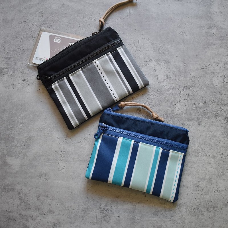 Travel Waterproof Wallet Coin Bag Card Bag Storage Pouch_Line - กระเป๋าใส่เหรียญ - ไนลอน สีดำ