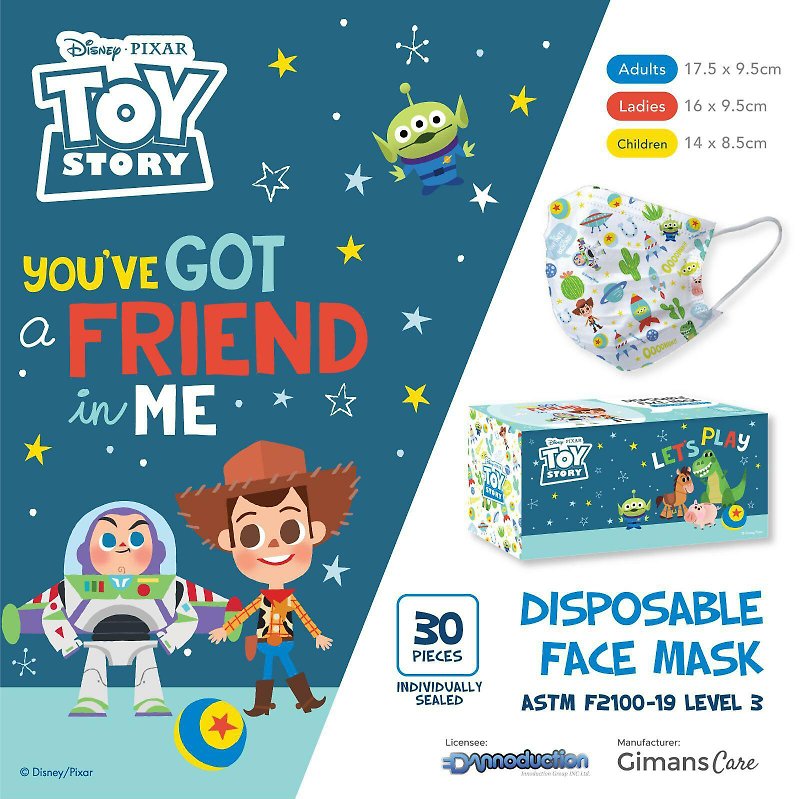 Disney Pixar Vol. 2 Toy Story Let's Play Disposable Face Mask for Ladies - หน้ากาก - ไฟเบอร์อื่นๆ สีน้ำเงิน
