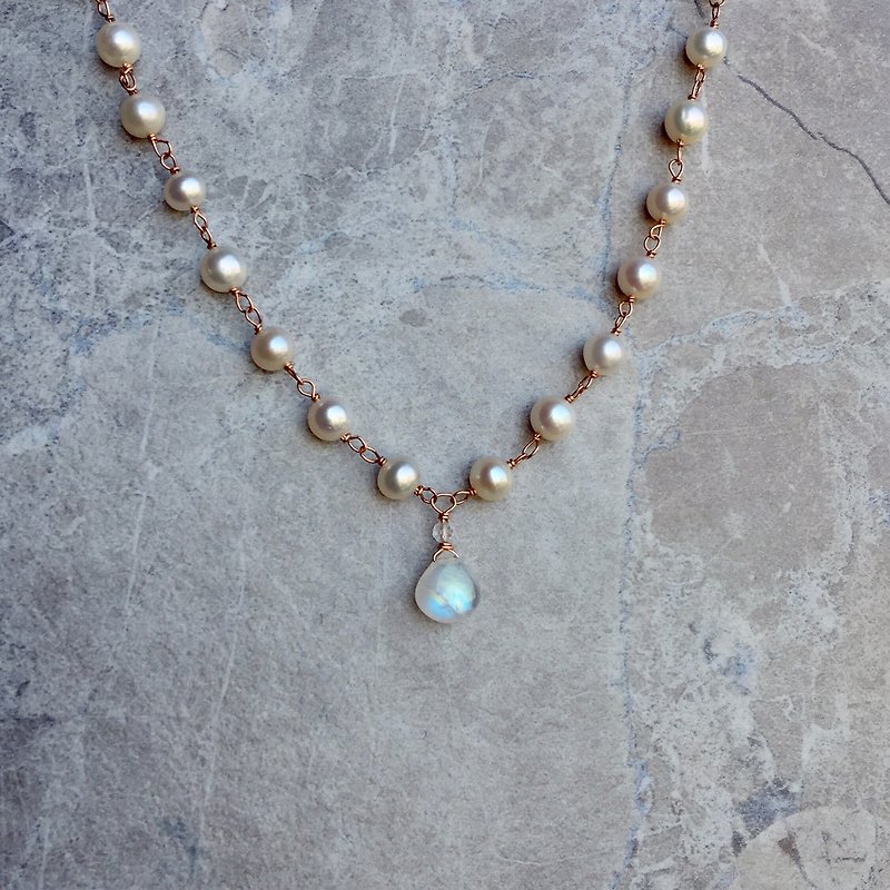 Handmade jewelry, Roman holiday, natural pearls - สร้อยคอ - ไข่มุก ขาว