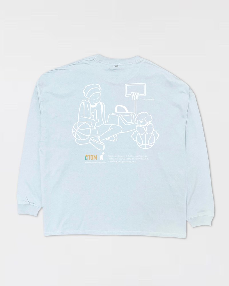 Basketball Long sleeve shirts Blue - 女 T 恤 - 棉．麻 藍色