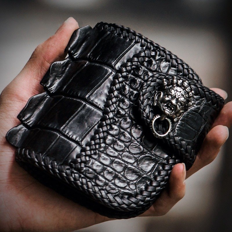 Genuine Crocodile Leather Wallet, Credit Card Holder, Men's Wallet Change Purse - Wallets - Genuine Leather Black