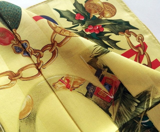 セリーヌ パリ ヴィンテージ ハンカチ クリスマス ノエル 19 x 19