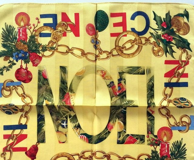 セリーヌ パリ ヴィンテージ ハンカチ クリスマス ノエル 19 x 19