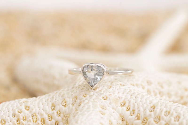 Aquamarine Silver Ring No. 15 of Heart - แหวนทั่วไป - หิน สีน้ำเงิน