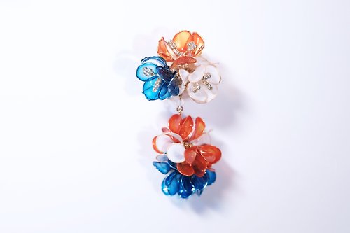 Hanakin花金 Hanakin花金 Flamenco 橙藍 手作飾品耳環 單顆