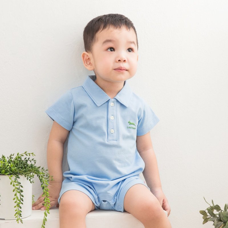 Water blue jungle wind jumpsuit - Onesies - Cotton & Hemp Red