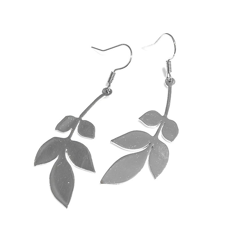 Leaf graphic earring - Earrings & Clip-ons - Copper & Brass Silver