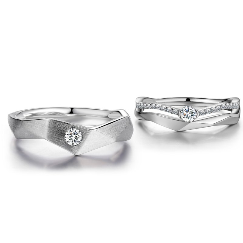 Diamond with 316L Surgical Steel Ring Casting Jewelry for Couple - แหวนคู่ - เพชร สีเงิน
