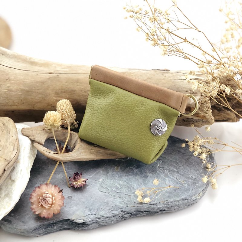 Shrapnel three-dimensional multi-functional small bag --- coin purse / small bag / storage / key / headphone - Coin Purses - Genuine Leather Green