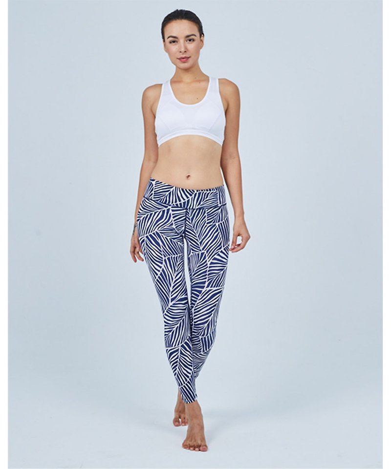 Aurora Stretch Leggings Yoga Pants/Blue and White Vein - Women's Yoga Apparel - Other Man-Made Fibers 
