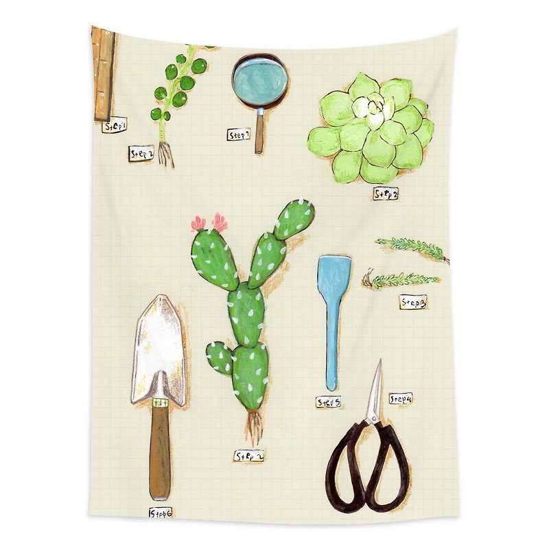 Sunday 02-Make your own balcony with meaty plants(B)-Wall Tapestry | Home Decor - Posters - Polyester Multicolor