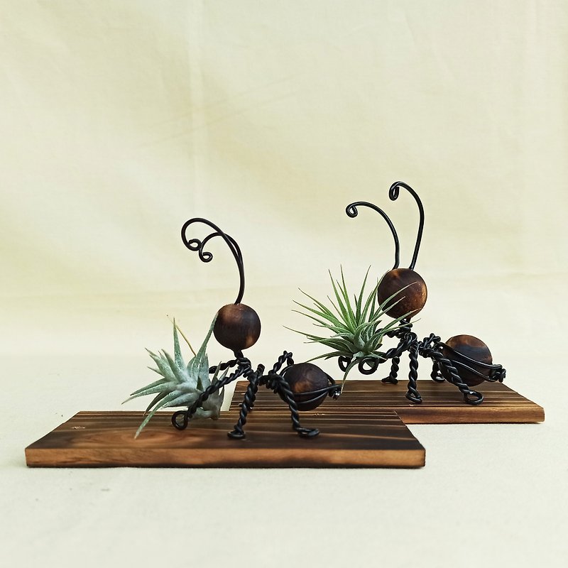 [Ant Empty Phoenix] Aluminum Wire Woven Plant Ornaments - Items for Display - Wood 