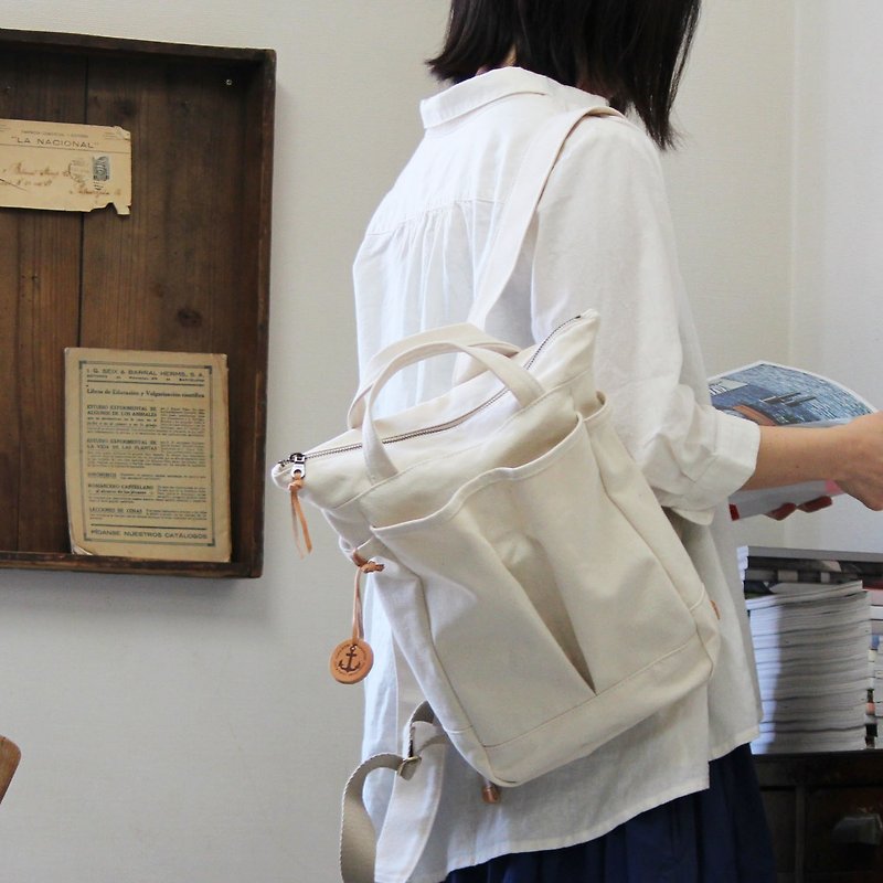 hike30: Generated Takashima Canvas Backpack - Backpacks - Cotton & Hemp White