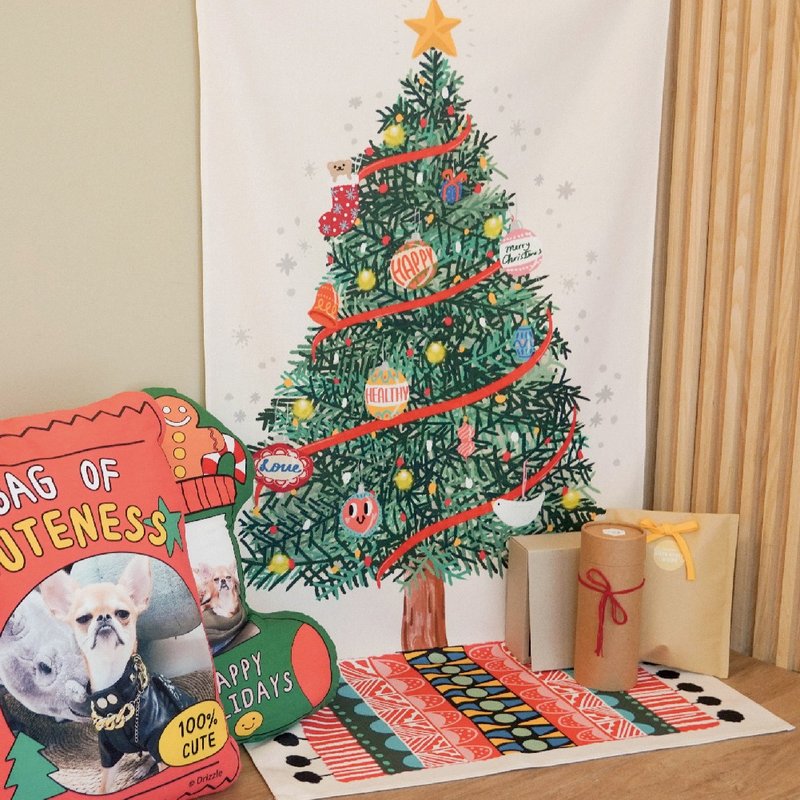 聖誕樹落地大掛布-溫馨款 - 海報/掛畫/掛布 - 棉．麻 