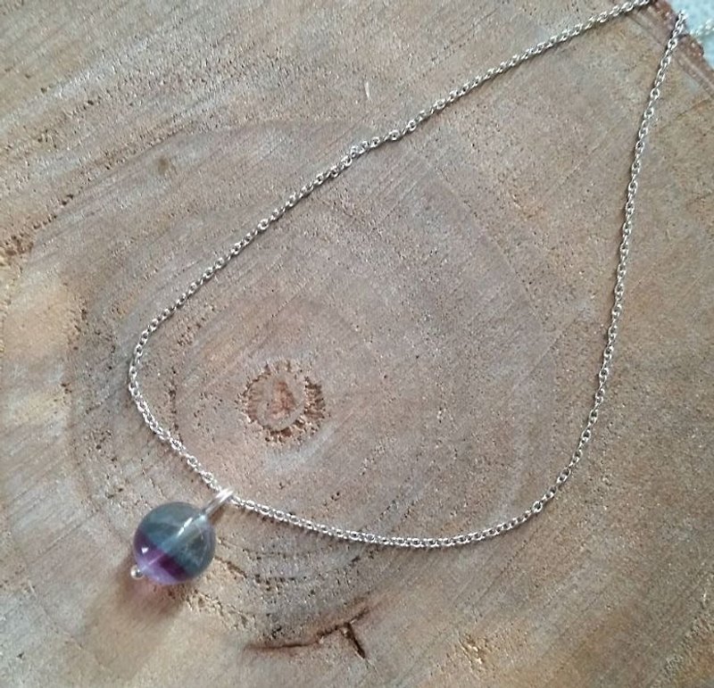 7 / 8MM purplish Stone silver clavicle simple chain (chain of 1mm thick) Flourite 925 silver necklace - สร้อยคอทรง Collar - เครื่องเพชรพลอย สีม่วง