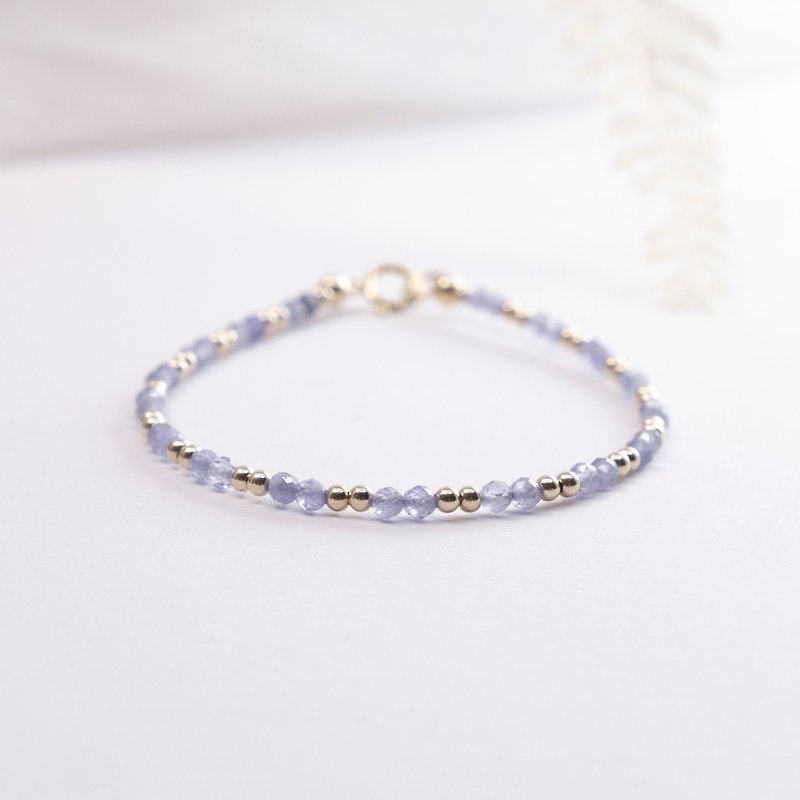 Tanzanite Stone American 14KGF 2MM ultra-fine bracelet-enhance confidence-December birthstone - Bracelets - Crystal Blue