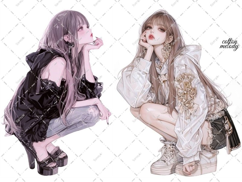 original sticker no.6582 人物ステッカー オリジナルステッカー 人物ステッカー 女の子ステッカー オリジナル人物ステッカー - 貼紙 - 紙 