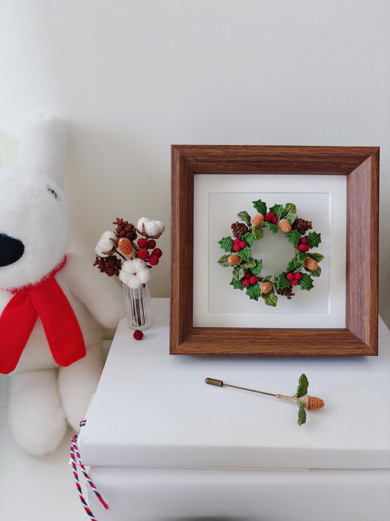 Winter Forest Crocheted Wreath Frame - Items for Display - Thread Brown
