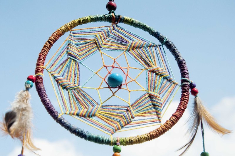 Ethnic style hand-woven cotton and linen South American Dream Catcher - Rainbow Indian Mandala Mandala - ของวางตกแต่ง - ผ้าฝ้าย/ผ้าลินิน หลากหลายสี